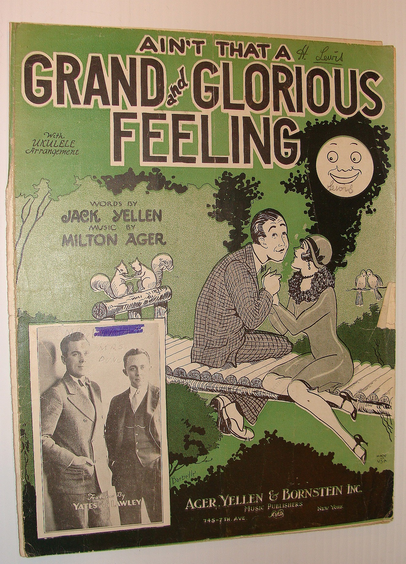 YELLEN, JACK; AGER, MILTON - Ain't That a Grand and Glorious Feeling? - Sheet Music with Vocals and Ukulele Chords