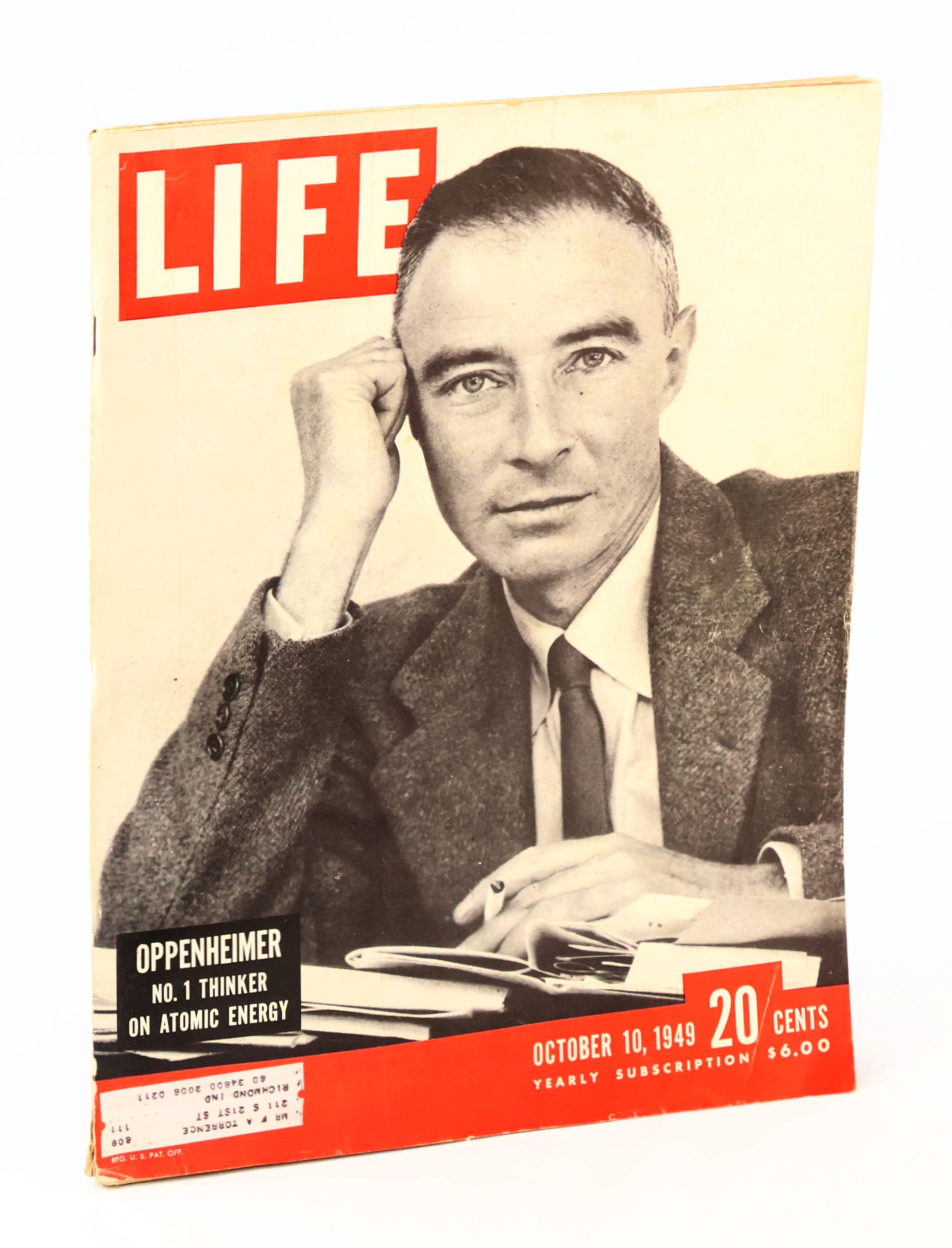 Image for Life Magazine, October 10, 1949 - J. Robert Oppenheimer Cover Photo Life Magazine, October 10, 1949 - J. Robert Oppenheimer Cover Photo