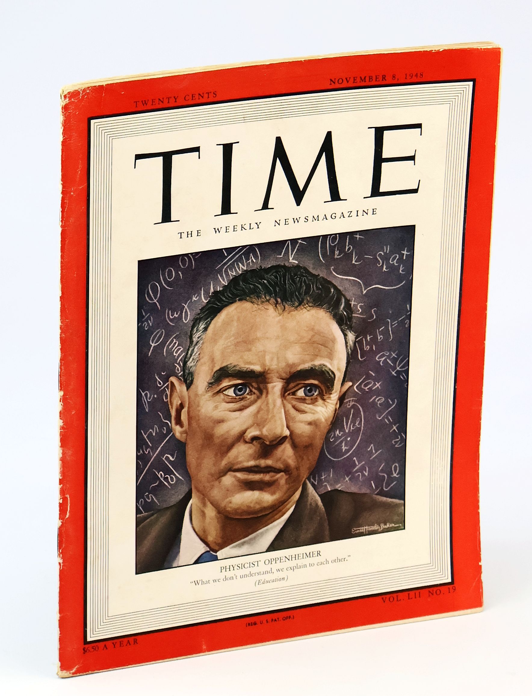 Time The Weekly Newsmagazine [Magazine], November [Nov.] 8, 1948, Volume LII, Number 19 - J. Robert Oppenheimer Cover