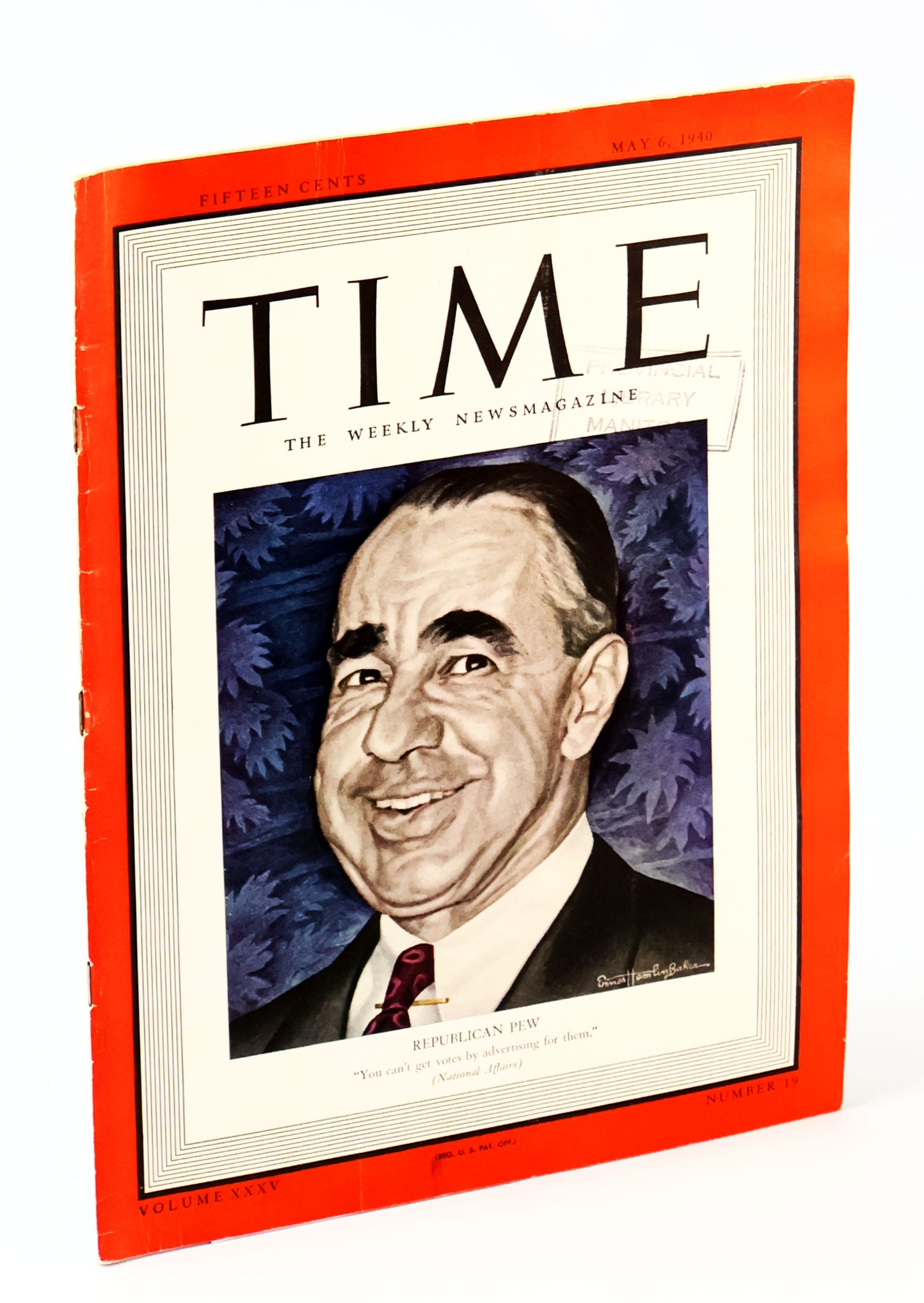 Image for Time - The Weekly Newsmagazine, May 6, 1940, Volume XXXV, Number 19 - Cover Illustration of Joseph N. Pew Jr. Time - The Weekly Newsmagazine, May 6, 1940, Volume XXXV, Number 19 - Cover Illustration of Joseph N. Pew Jr.