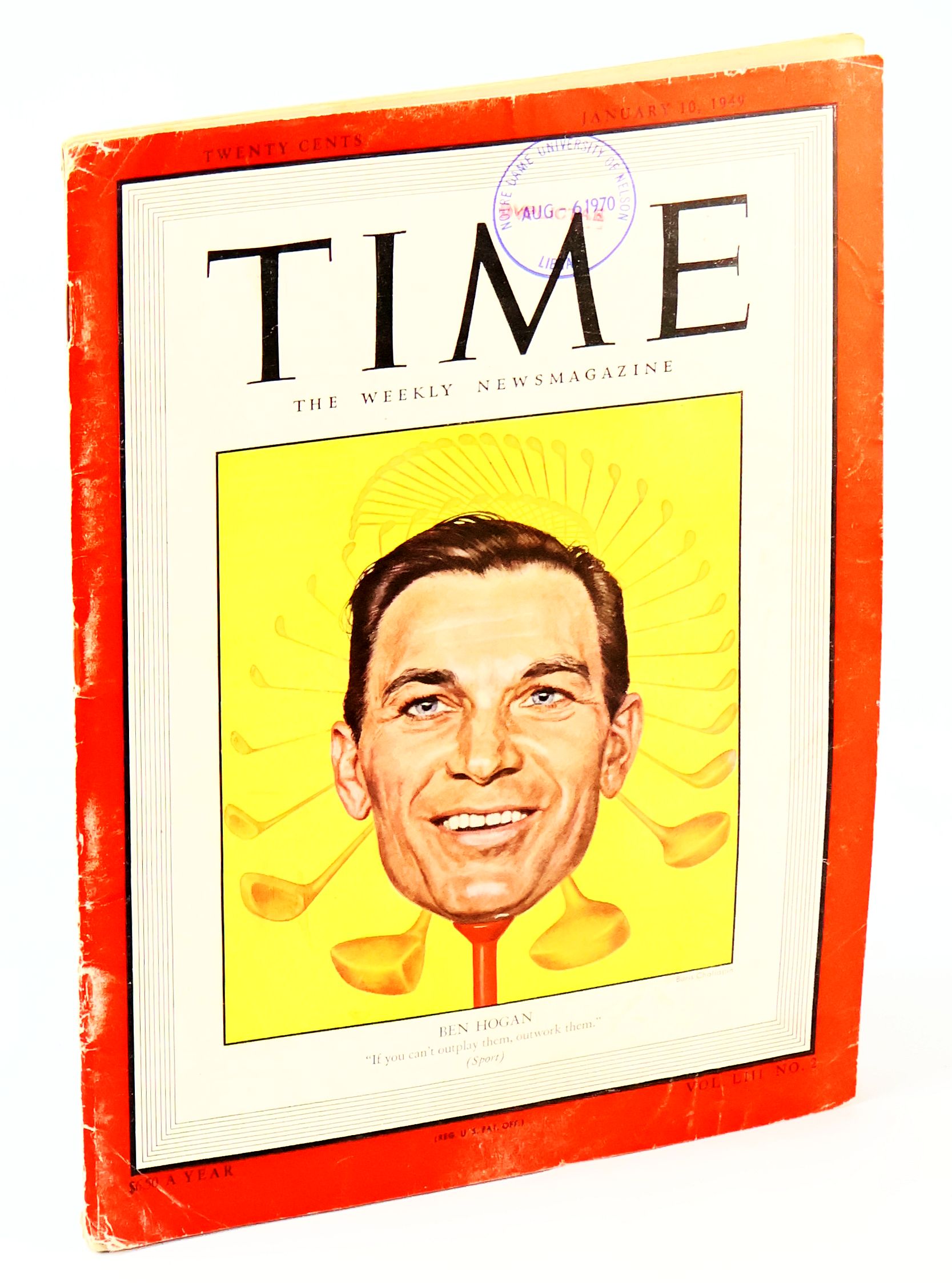 Time - The Weekly Newsmagazine, January 10, 1949, Volume LIII, Number 2 - Cover Illustration of Golfer Ben Hogan