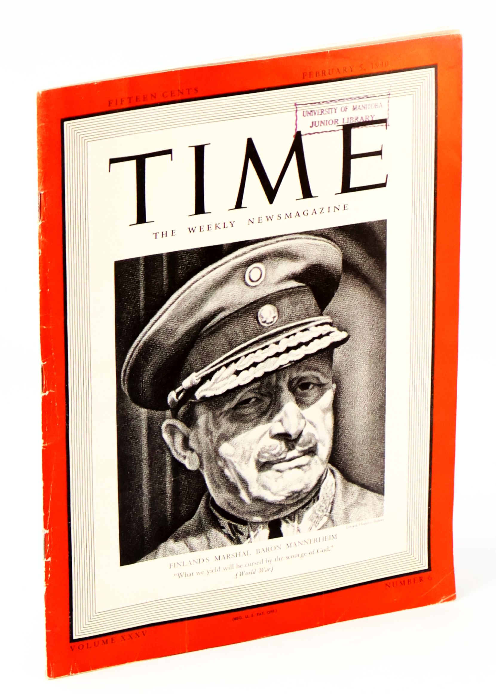 Image for Time - The Weekly Newsmagazine, February 5, 1940, Volume XXXV, Number 6 - Marshal Baron Mannerheim Cover Time - The Weekly Newsmagazine, February 5, 1940, Volume XXXV, Number 6 - Marshal Baron Mannerheim Cover