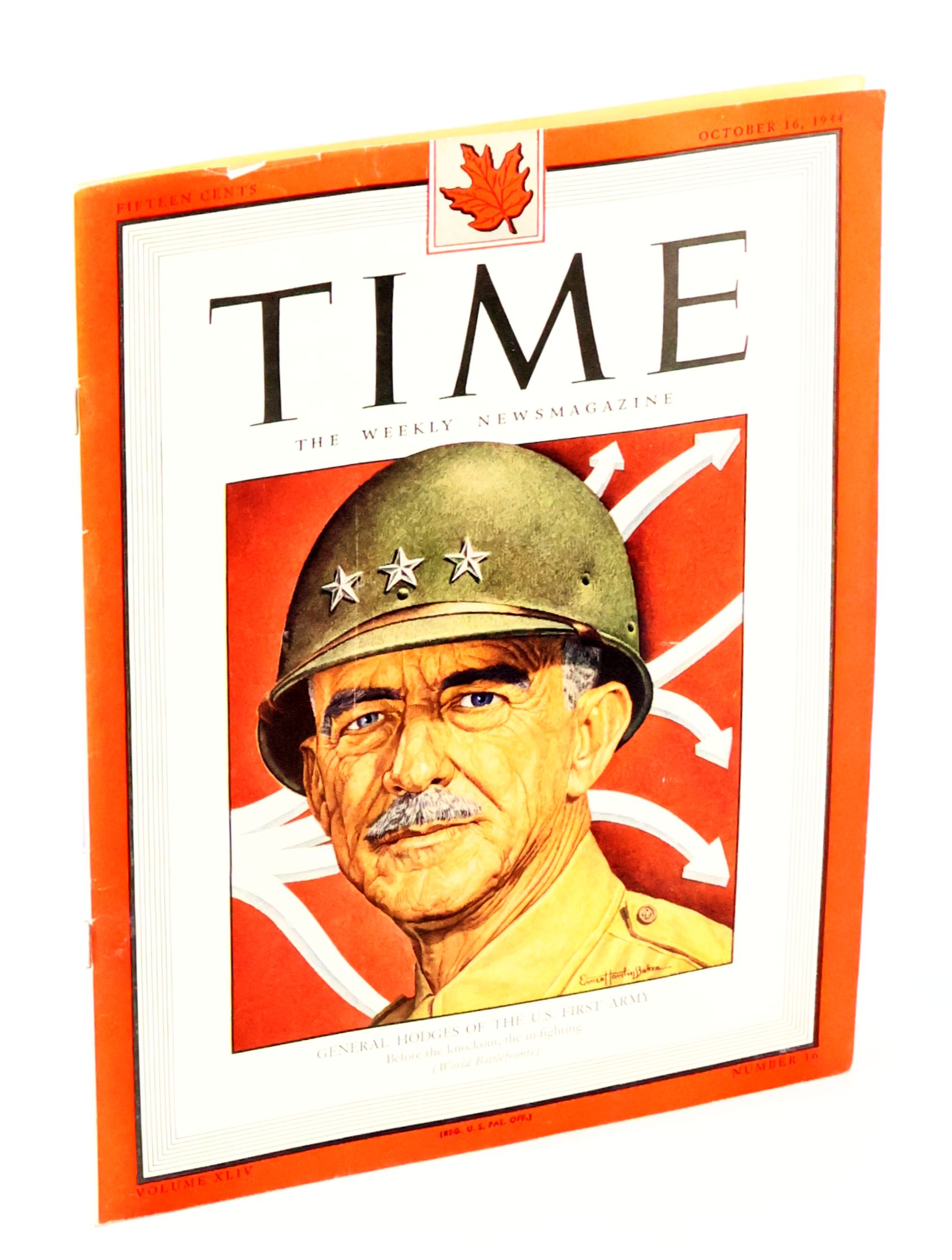 Image for Time - The Weekly Newsmagazine, October 16 1944, Volume XLIV, Number 16 - General Courtney Hodges Cover Time - The Weekly Newsmagazine, October 16 1944, Volume XLIV, Number 16 - General Courtney Hodges Cover