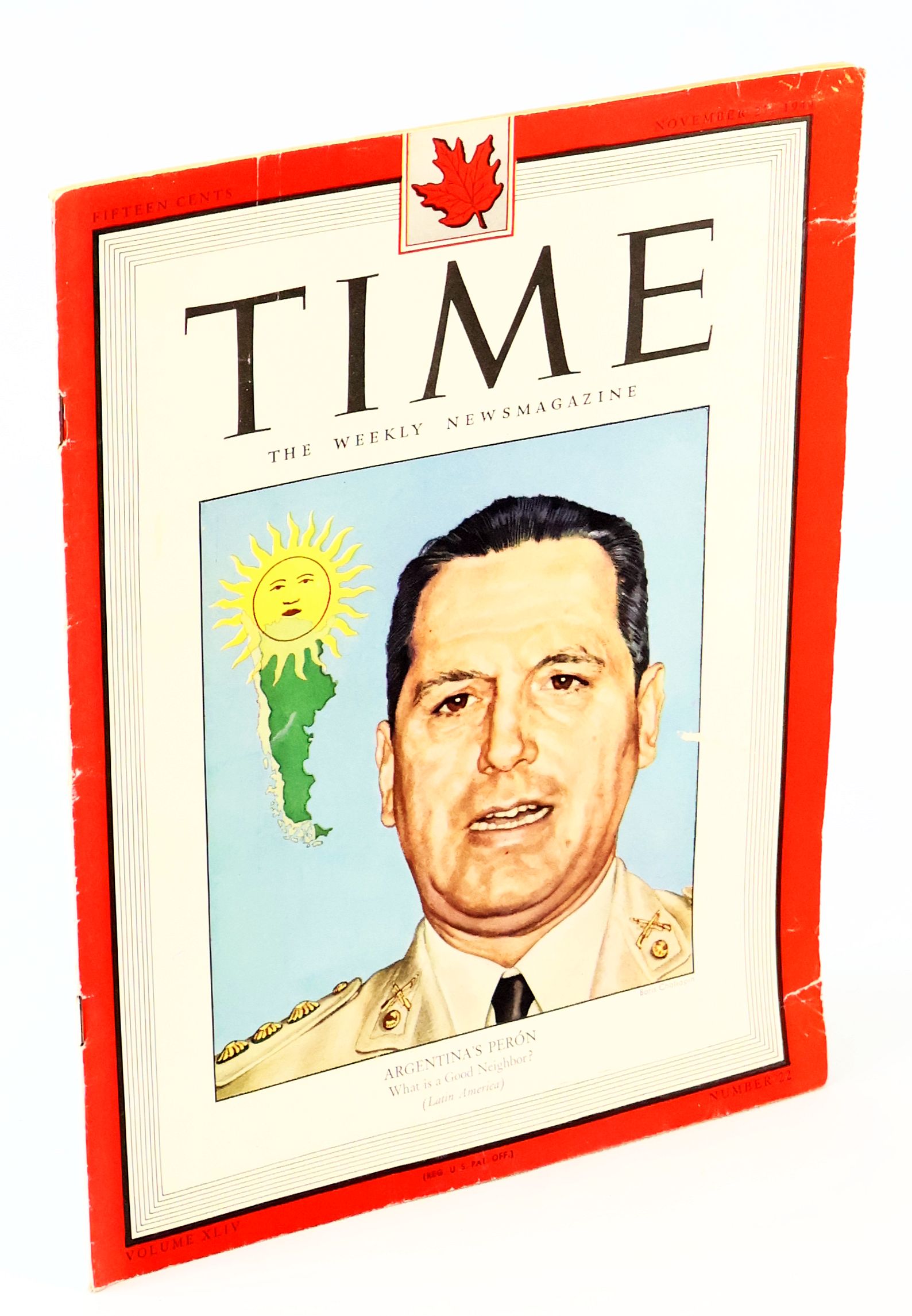 Image for Time - The Weekly Newsmagazine, November 27 1944, Volume XLIV, Number 22 - Juan Peron Cover Time - The Weekly Newsmagazine, November 27 1944, Volume XLIV, Number 22 - Juan Peron Cover