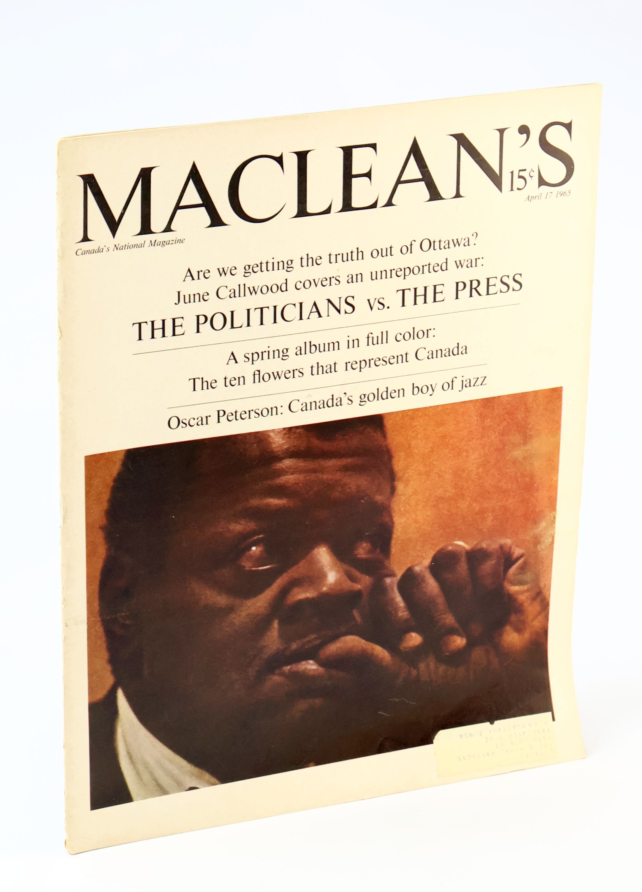 Image for Maclean's - Canada's National Magazine, April 17, 1965 - Oscar Peterson Cover Maclean's - Canada's National Magazine, April 17, 1965 - Oscar Peterson Cover